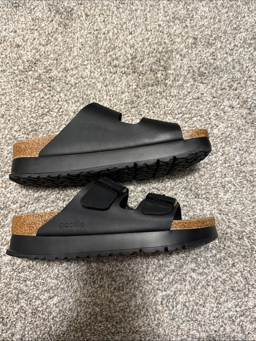 Papillio Black Two-Buckle Cork Footbed Slide Sandals - Picture 4 of 4